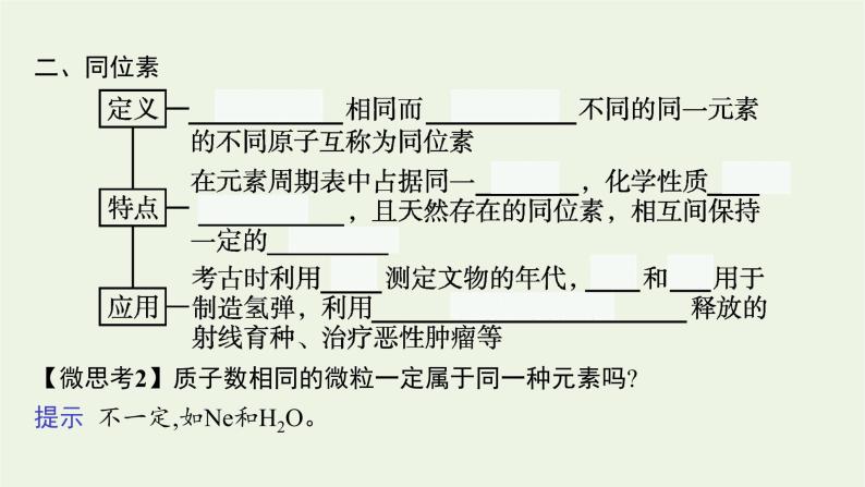 2021_2022学年新教材高中化学第四章物质结构元素周期律第一节第2课时核素课件新人教版必修108