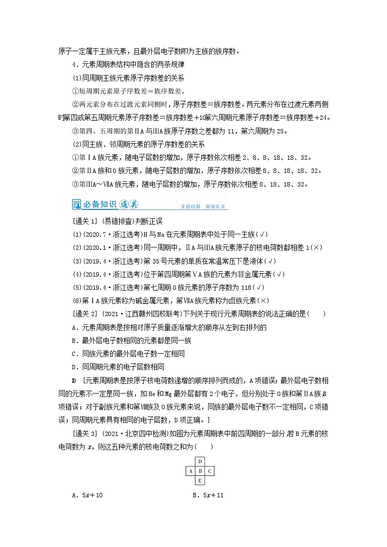 高考化学一轮复习第5章物质结构元素周期律第2讲元素周期表和元素周期律教案02