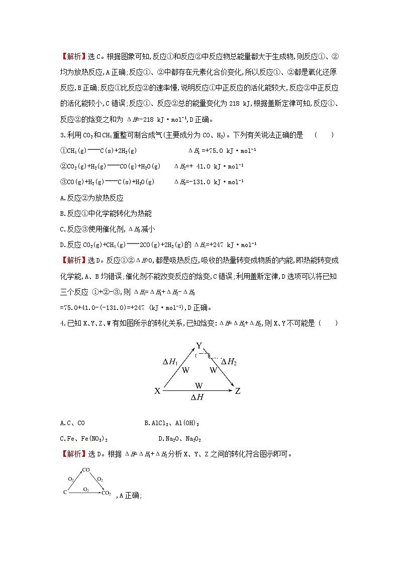全国通用版2022版高考化学一轮复习第6章化学反应与能量1化学能与热能课时作业含解析第2页