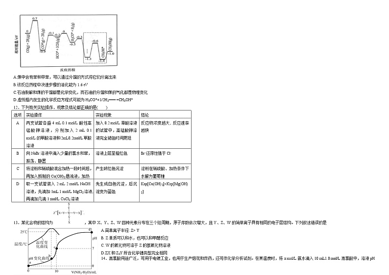 新疆师范大学附属中学2022届高三上学期一模仿真训练(四)化学试题含答案第3页