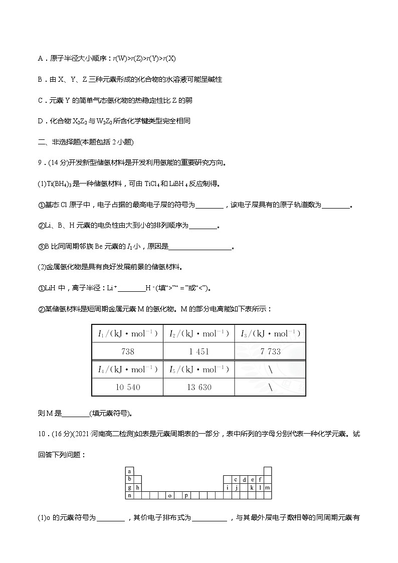 2021-2022学年高中化学新鲁科版选择性必修2 第1章第3节元素性质及其变化规律 作业第3页