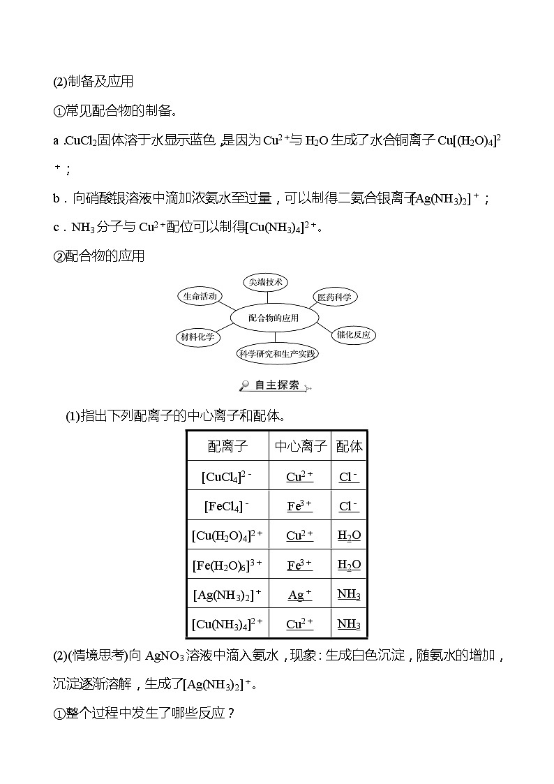 2021-2022学年高中化学新鲁科版选择性必修2 第2章 第3节 第2课时配位键 学案02