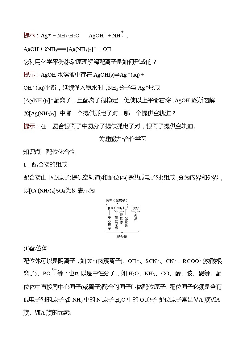 2021-2022学年高中化学新鲁科版选择性必修2 第2章 第3节 第2课时配位键 学案03