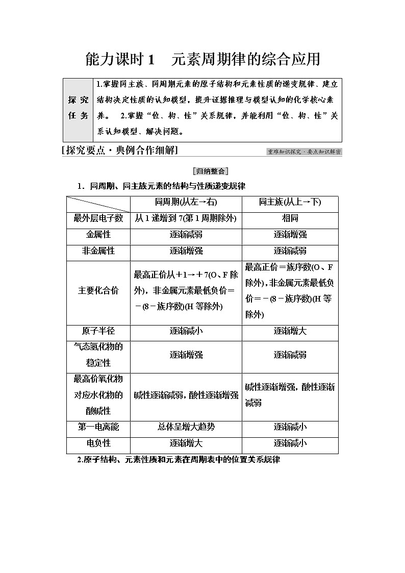 2021-2022学年高中化学新鲁科版选择性必修2 第1章第3节元素性质及其变化规律第3课时 学案01