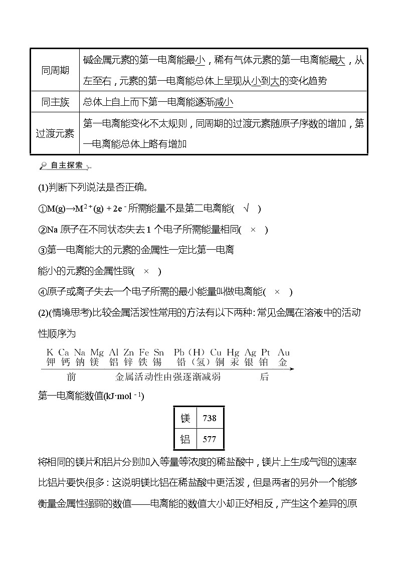 2021-2022学年高中化学新鲁科版选择性必修2 第1章 第3节元素性质及其变化规律 学案03