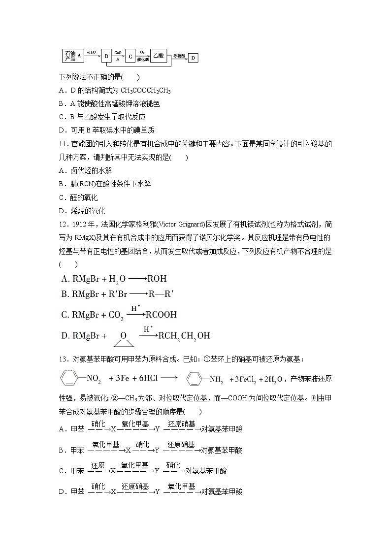 2021-2022学年高中化学新鲁科版选择性必修3 第3章 第1节有机化合物的合成第1课时 作业第3页