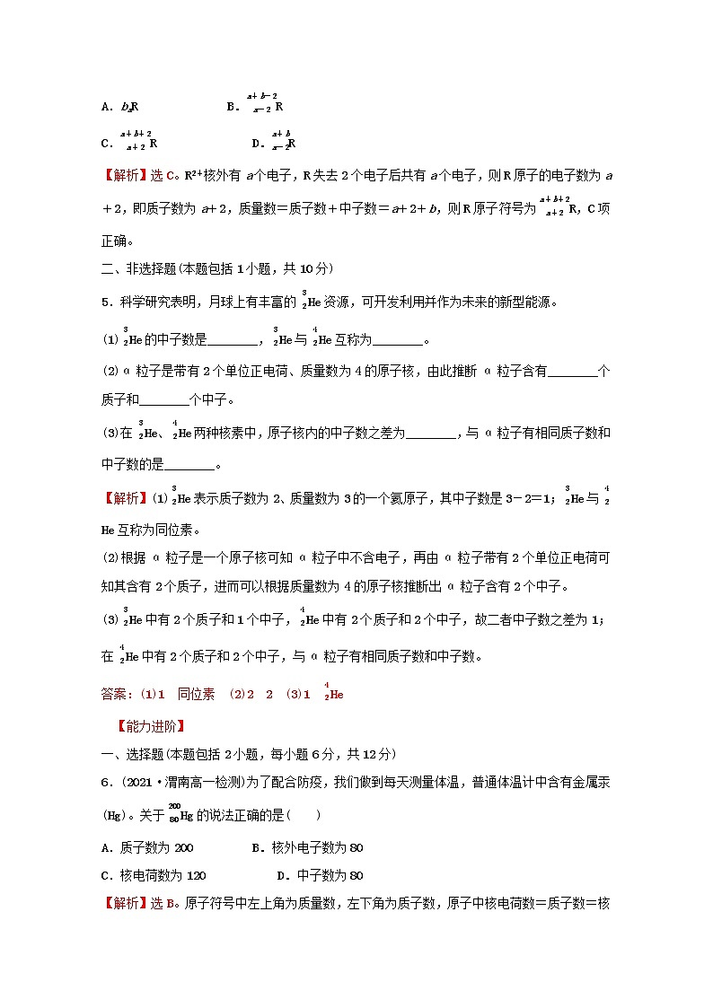 2021_2022学年新教材高中化学专题2研究物质的基本方法第三单元第1课时人类对原子结构的认识课时练含解析苏教版必修102