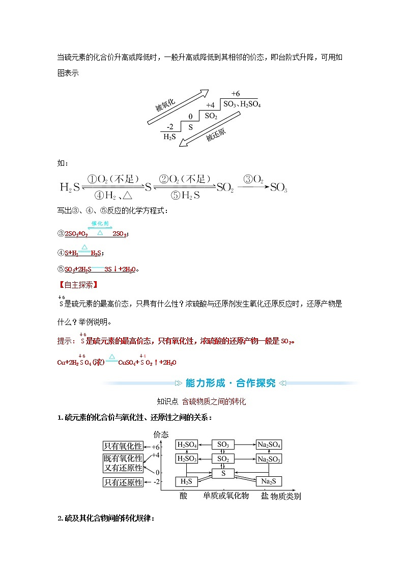 2021_2022学年新教材高中化学专题4硫及环境保护第二单元硫及其化合物的相互转化学案苏教版必修1第2页