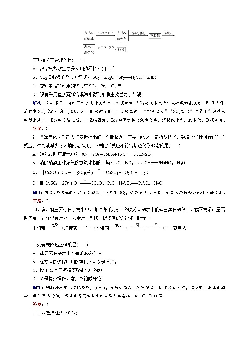 海水资源的开发利用 环境保护与绿色化学练习题第3页