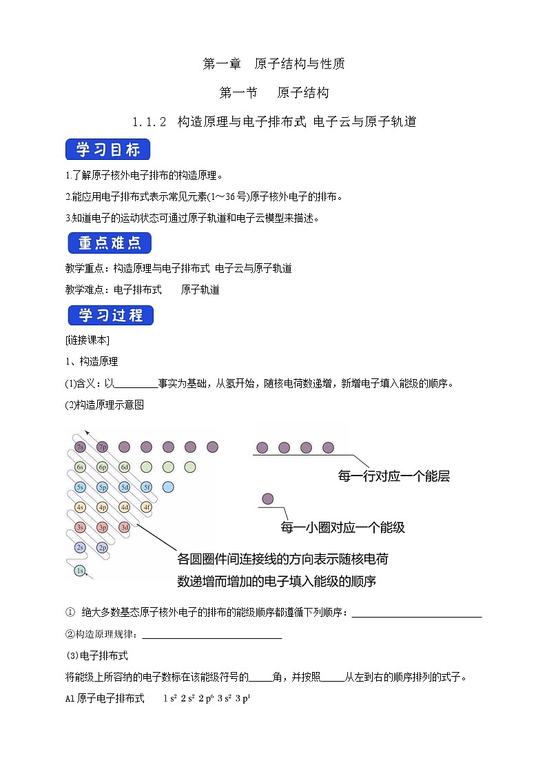 1.1.2 构造原理与电子排布式 电子云与原子轨道-学案(解析版)第1页
