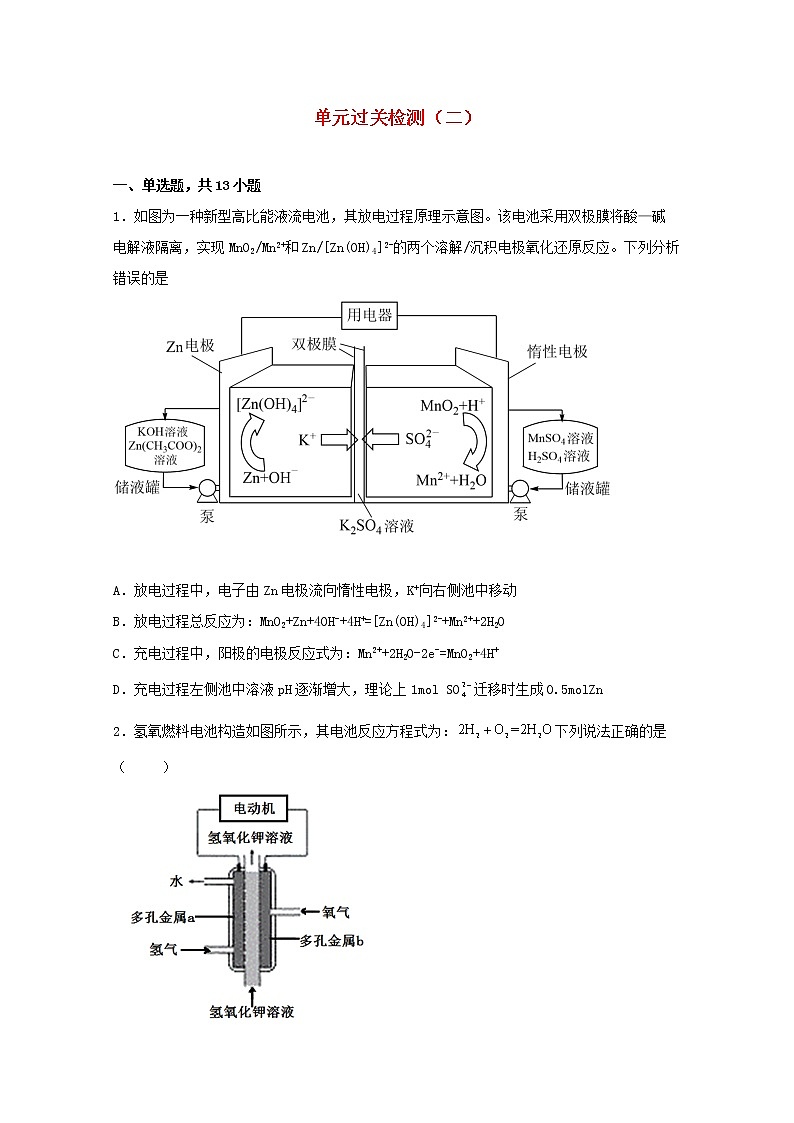 2021_2022学年高中化学第一章化学反应与能量转化单元过关检测二含解析鲁教版选择性必修1第1页