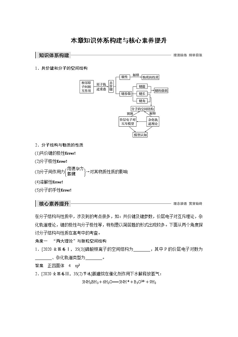 2022年高中化学新人教版选择性必修2 第二章 本章知识体系构建与核心素养提升 学案01