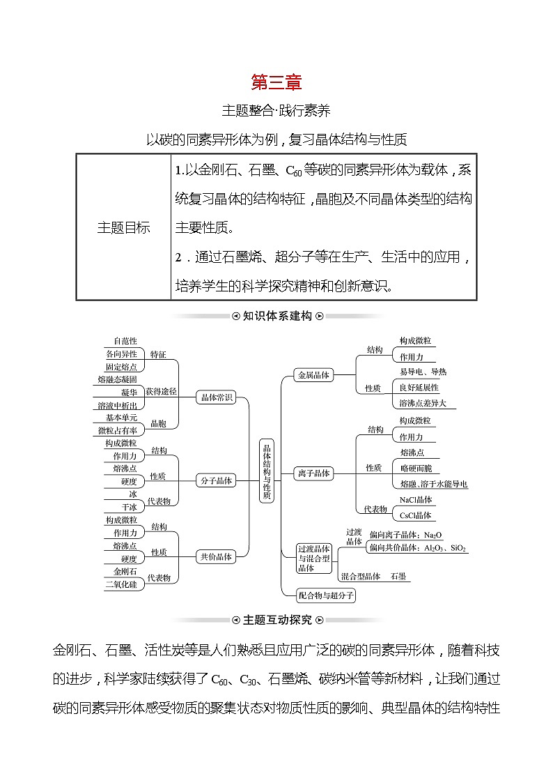 2021-2022学年高中化学新人教版选择性必修2 第3章 晶体结构与性质复习 学案第1页