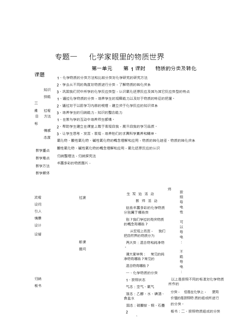 【化学】111丰富多彩的化学物质教案苏教版必修101