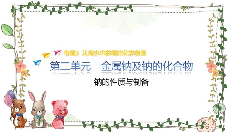 专题3第二单元金属钠及钠的化合物钠的性质与制备课件2021-2022学年高一上学期化学苏教版(2019)必修第一册01