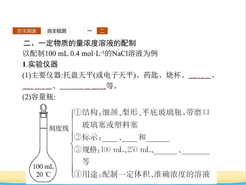 高中化学第1章认识化学科学第3节第3课时物质的量浓度课件鲁科版必修1第4页