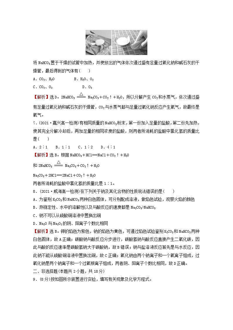 浙江专用2021_2022学年新教材高中化学课时练习11碳酸钠和碳酸氢钠焰色试验含解析新人教版必修第一册03