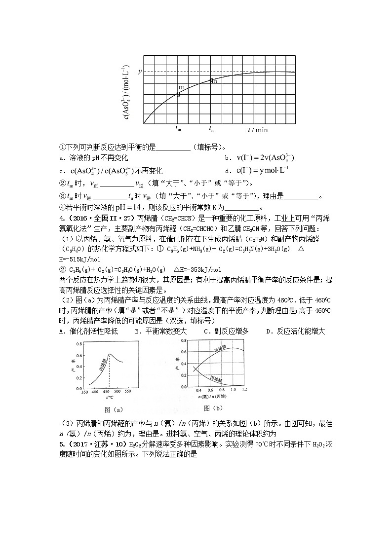 十年高考真题分类汇编(2010-2019)化学 专题06 化学反应速率和化学平衡 Word版无答案原卷版第2页