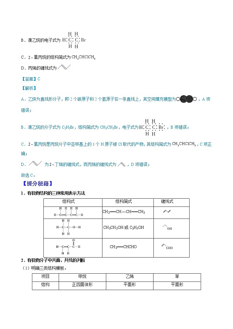 （全國通用）高考化學二輪熱點題型歸納與變式演練 專題17  有機物結(jié)構(gòu)、官能團性質(zhì)的綜合應(yīng)用（原卷版）第2頁