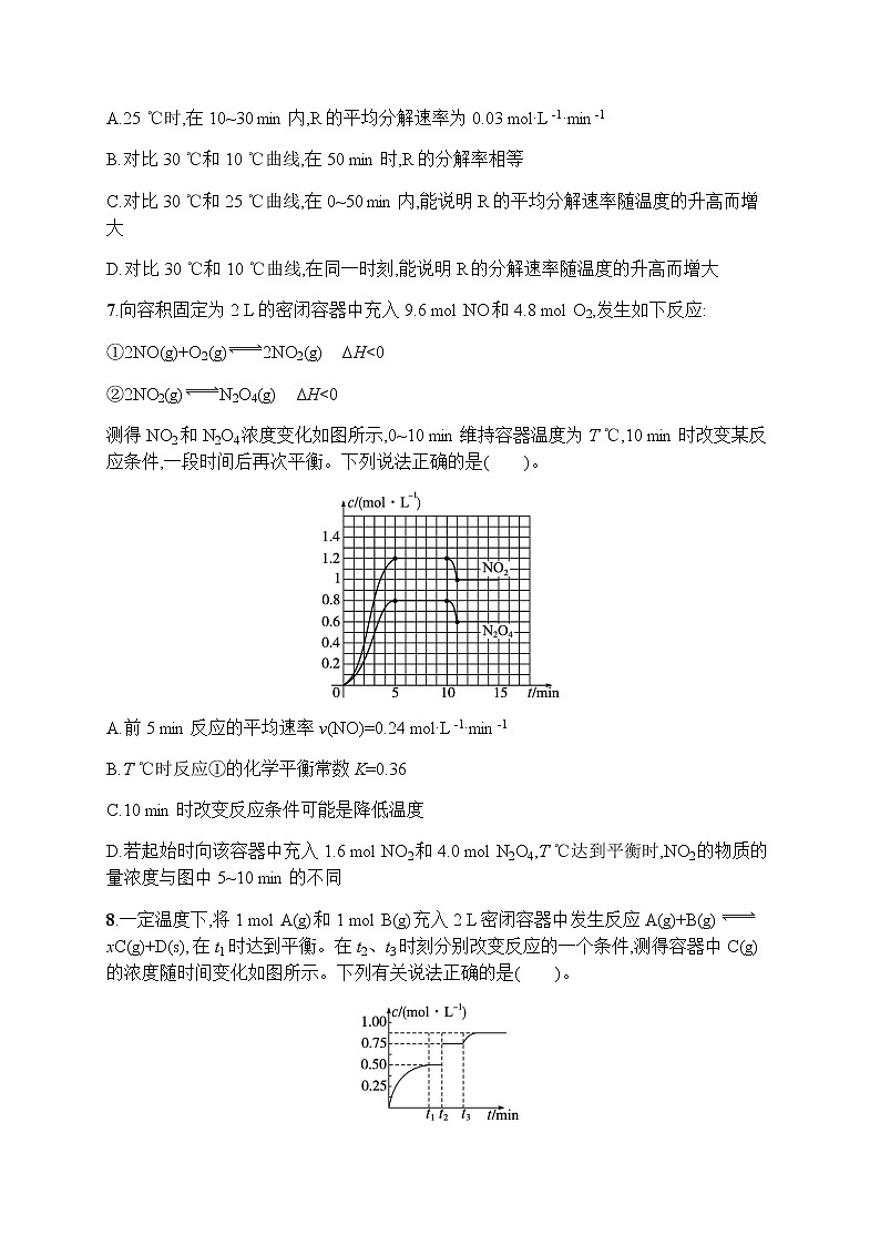 苏教版(2019)高考一轮复习考点规范练19 化学反应速率及影响因素03