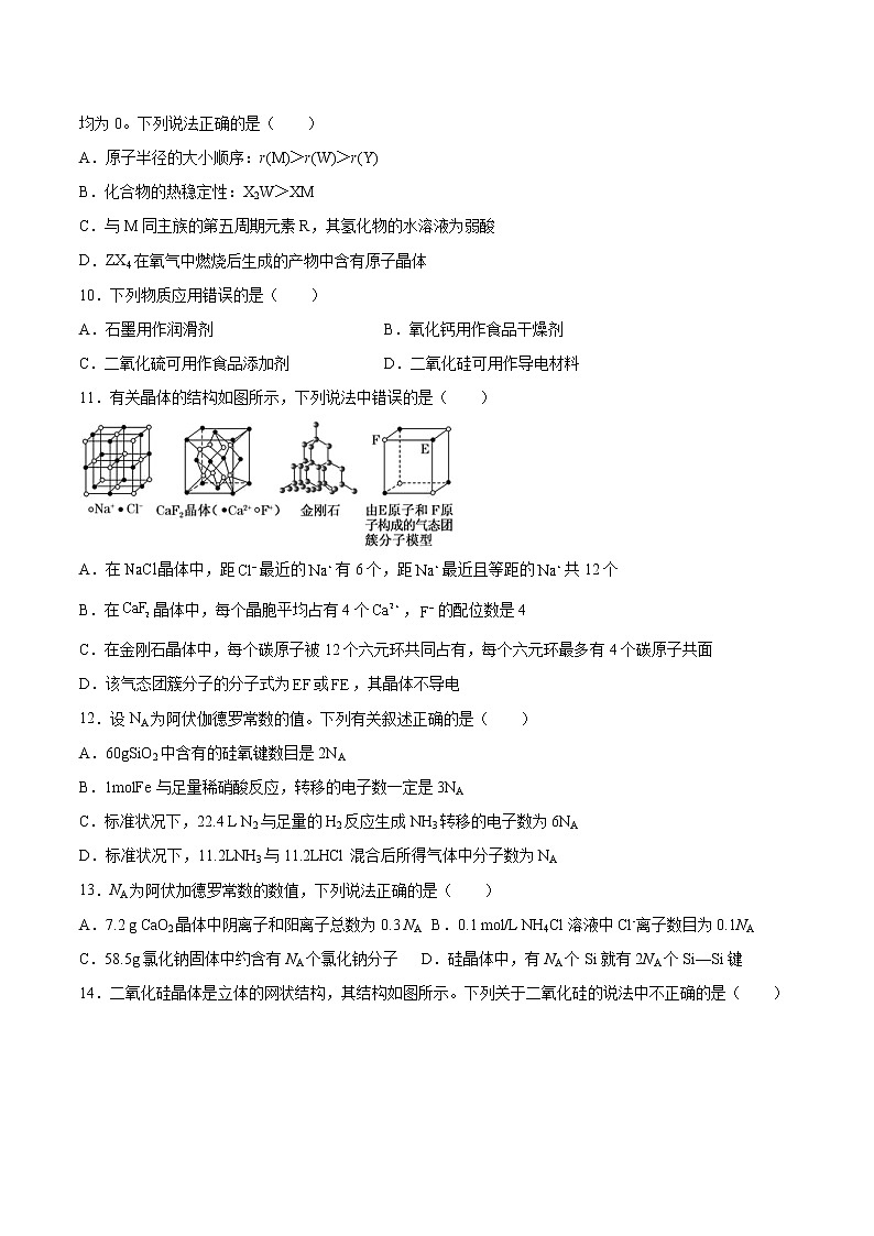 专题3第三单元第四课时共价晶体同步练习—2021-2022学年高二化学下学期苏教版(2019)选择性必修二第3页