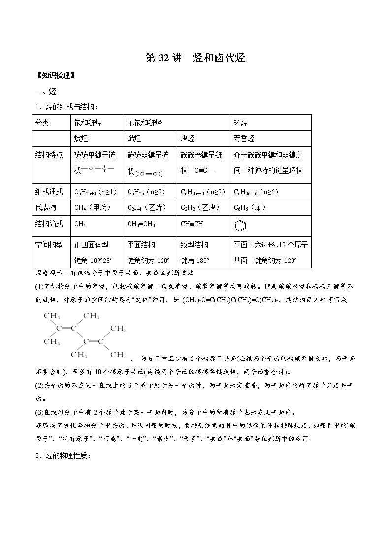 第31讲 烃和卤代烃-2022年高考化学一轮复习名师精讲练01