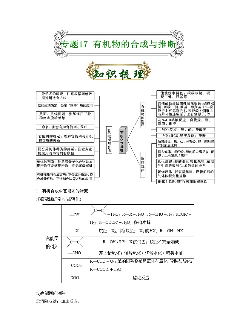 专题17 有机物的合成与推断-备战2022届高考化学二轮复习题型专练01
