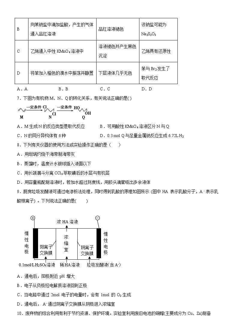 2022年新高考化学适应性考试模拟卷(山东专用)(六)(原卷版)第3页