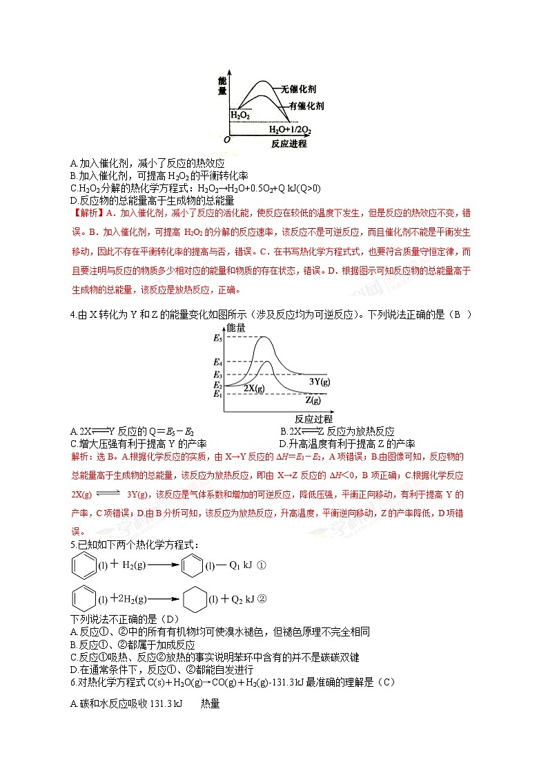 专题14 《化学反应中的热效应》二轮复习-教师版-2022年高考化学二轮复习专题冲刺(上海专用)第3页