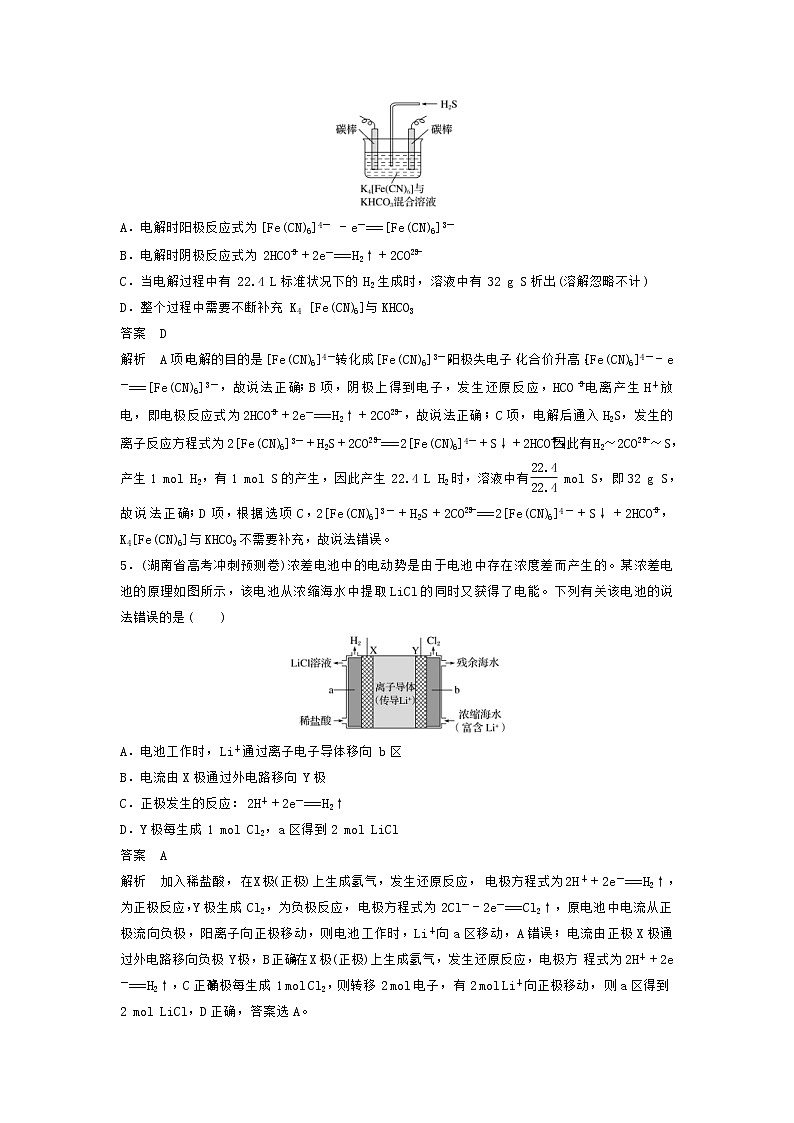 高考化学二轮复习训练题:选择题热点题型特训 题型11《电化学分析判断型》(含答案)第3页