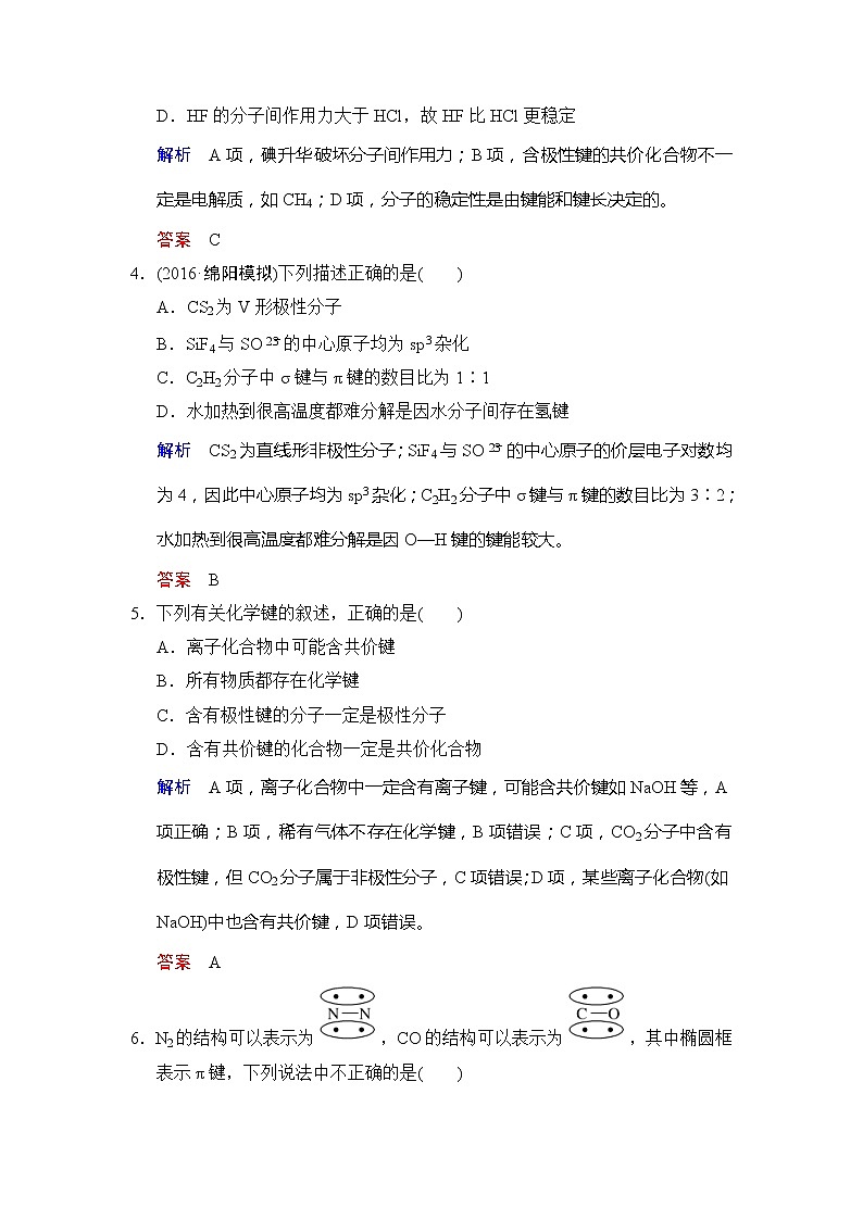 高考化學(xué)一輪復(fù)習(xí)練習(xí)：第11章第2課時(shí)《分子結(jié)構(gòu)與性質(zhì)》（含詳解）第2頁