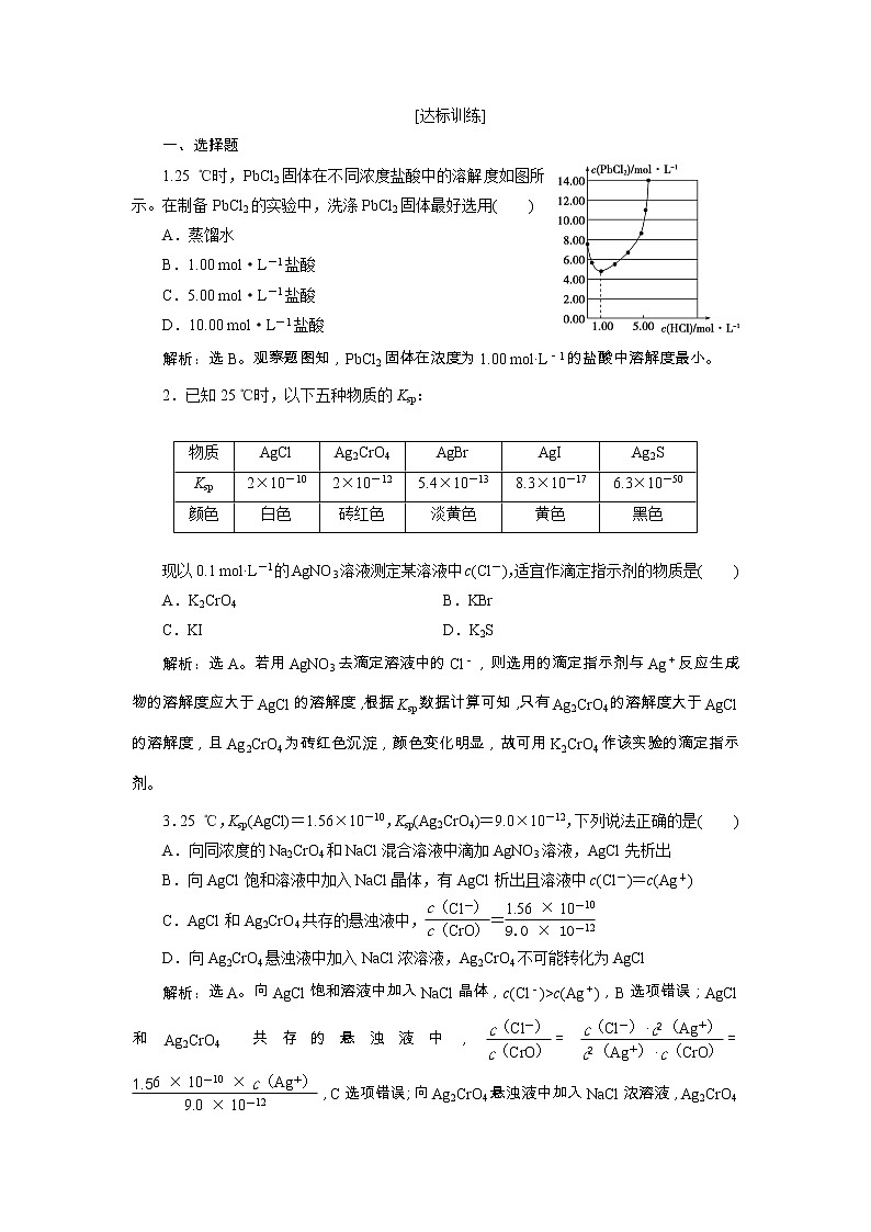 高考化学一轮复习方案:第08章水溶液中的离子平衡 5 第4讲 达标训练 (含详解)第1页