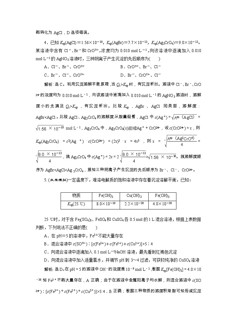 高考化学一轮复习方案:第08章水溶液中的离子平衡 5 第4讲 达标训练 (含详解)第2页