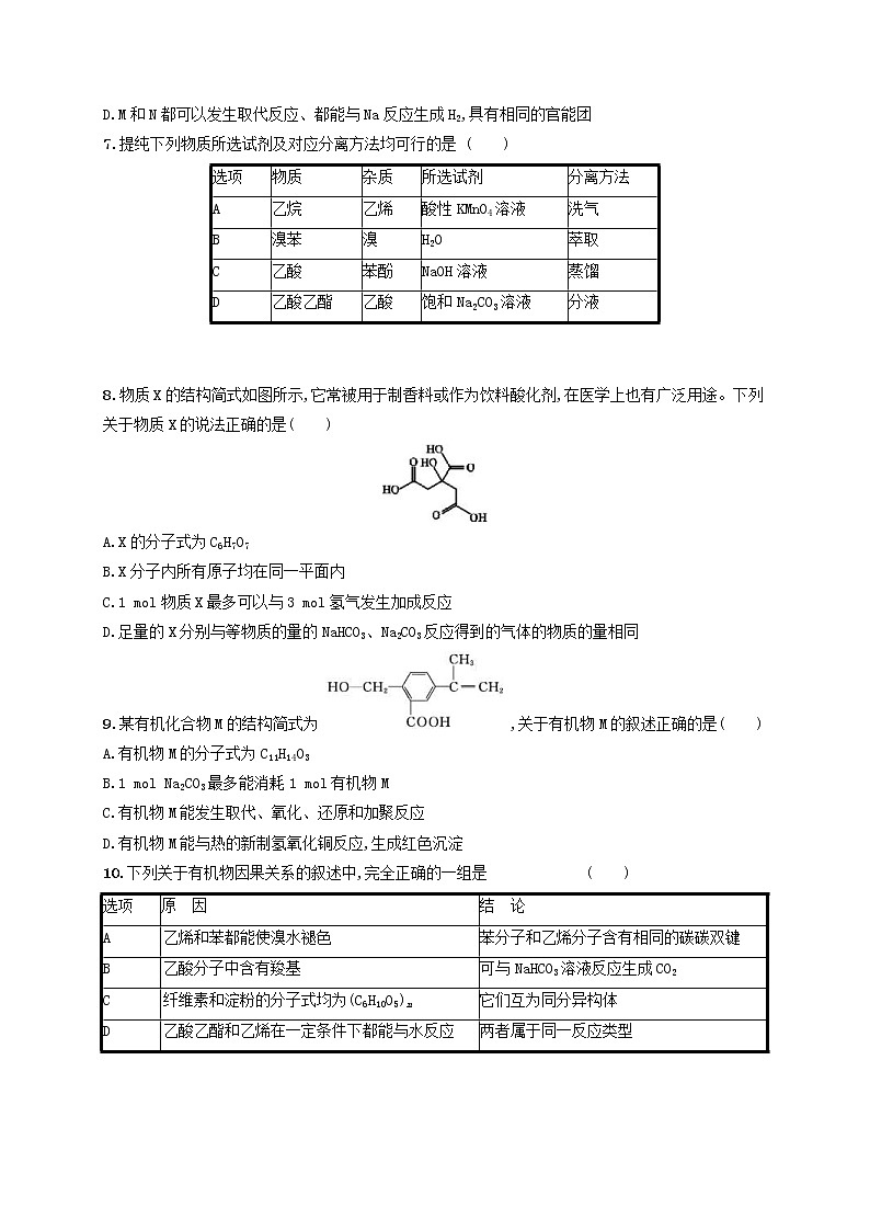 高考化学一轮复习考点规范练27《生活中常见的有机物-乙醇乙酸和基本营养物质》(含详解)第2页