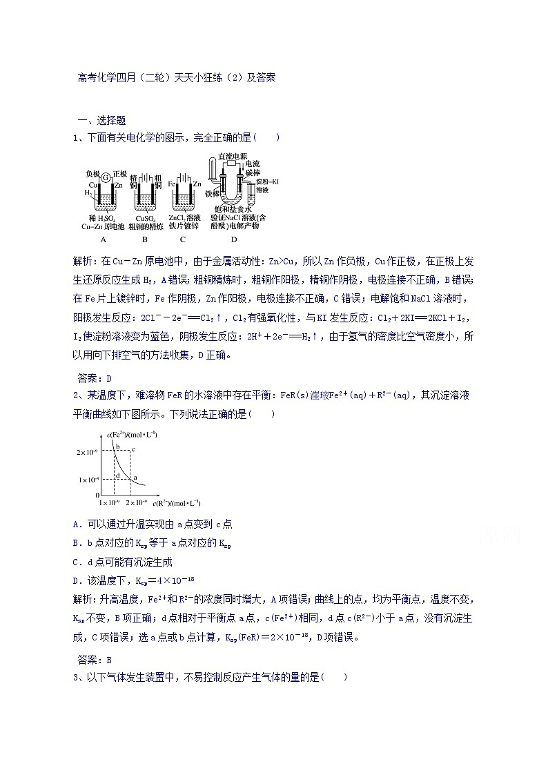 高考化学二轮复习天天练:(2)(含答案详解)第1页