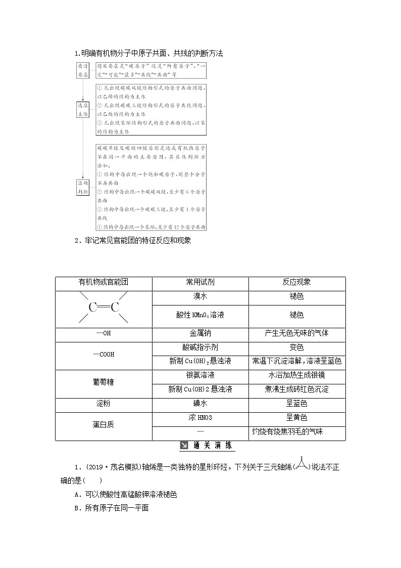 高考化学二轮复习高考热考题型攻关14有机物结构、官能团性质的综合应用(含详解)第2页