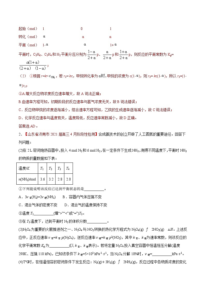 难点4 三段式应用与速率常数- 高考化学专练【热点·重点·难点】02