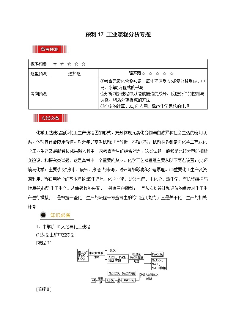 预测17 工业流程分析专题(解析版)第1页