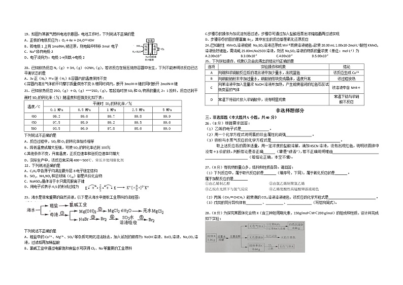 2022浙江省A9协作体高一下学期期中联考化学试题含答案第2页