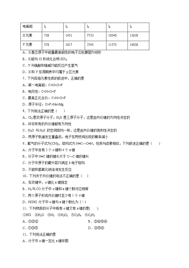 黑龙江省肇东市第四中学2021-2022学年高二下学期期中考试化学试题(含答案)第2页