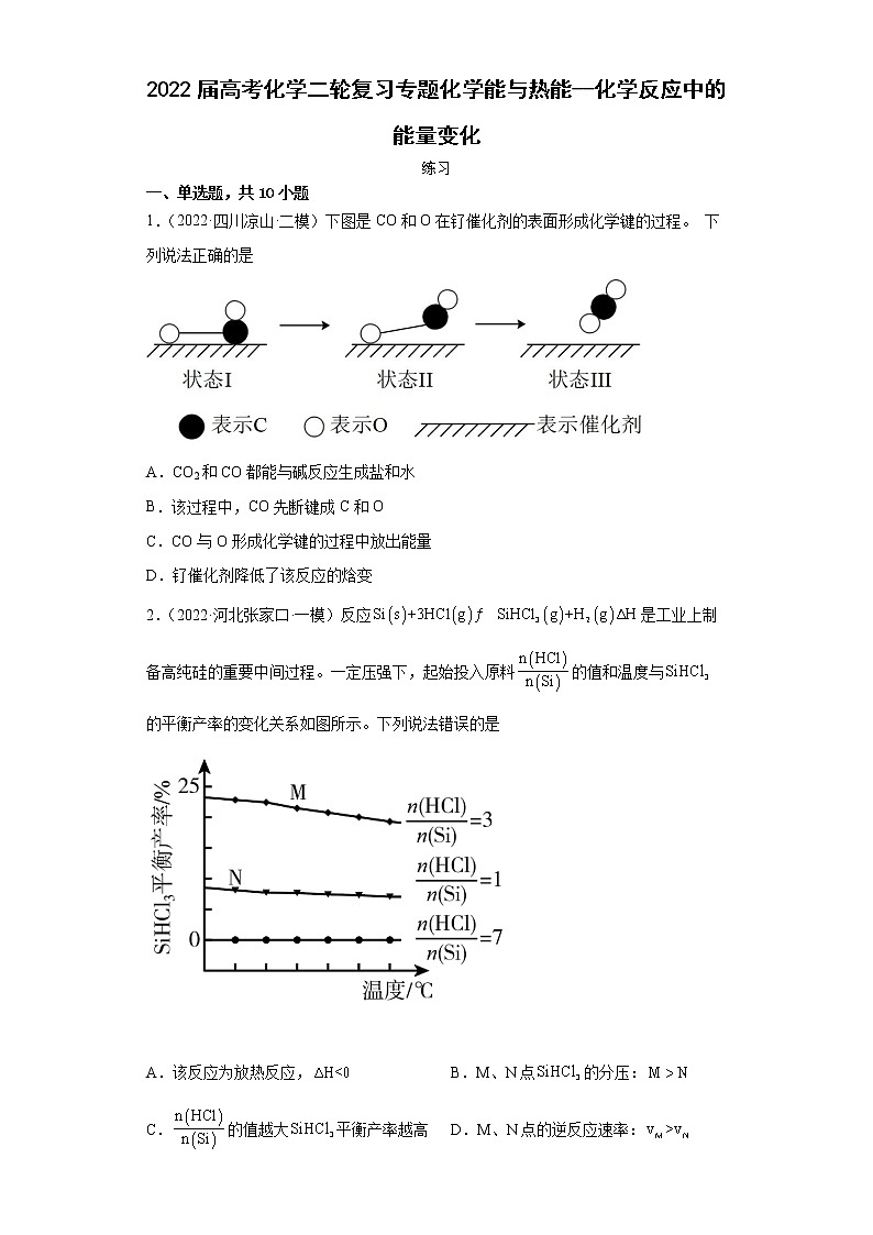 2022届高考化学二轮复习专题化学能与热能--化学反应中的能量变化第1页