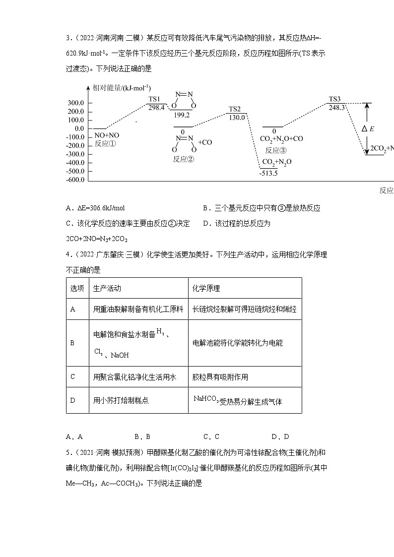 2022届高考化学二轮复习专题化学能与热能--化学反应中的能量变化第2页