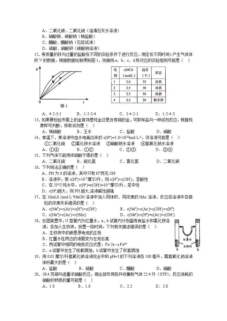 高二(上)上海市建平中学2014年9月月考化学试题第2页