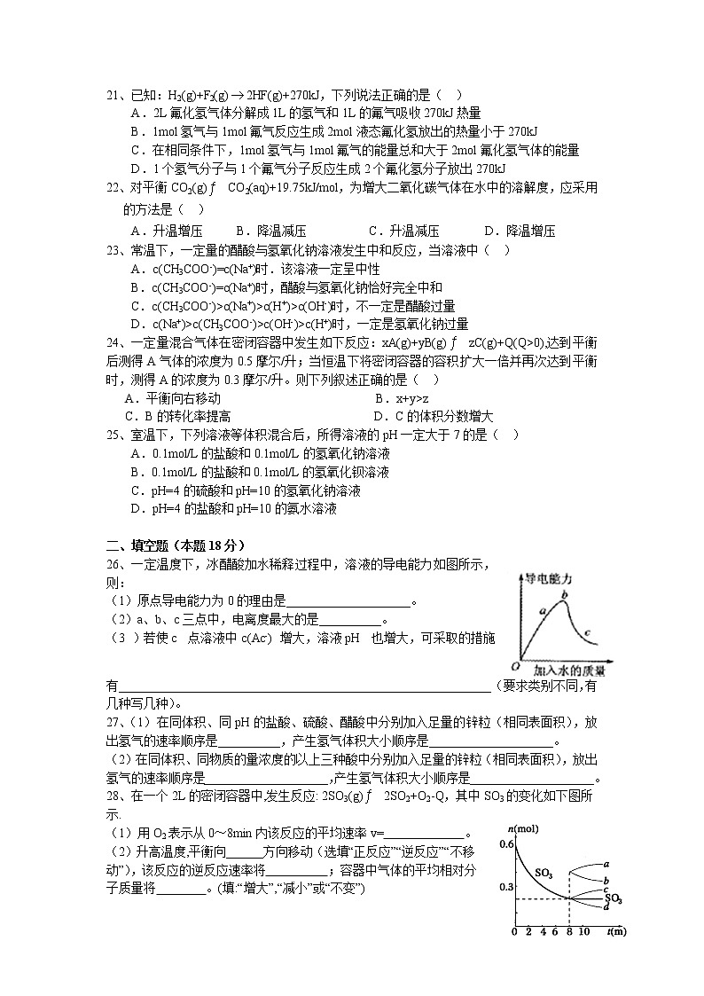 高二(上)上海市建平中学2014年9月月考化学试题第3页