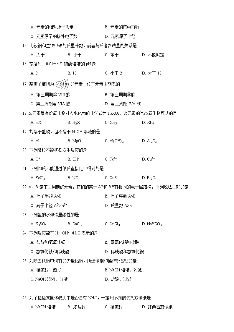 2018-2019學(xué)年南洋中學(xué)高二上期中考化學(xué)試卷第2頁(yè)