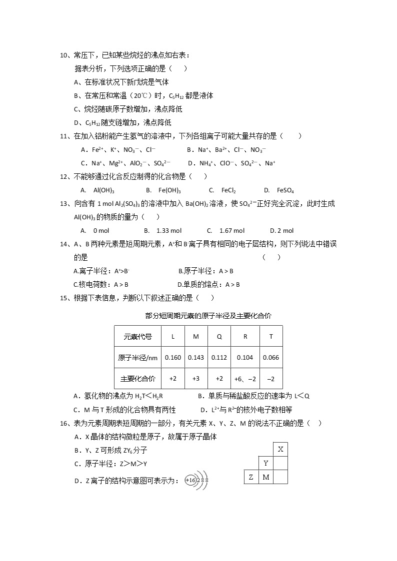 上海市金山中学2012-2013学年高二上学期期末考试化学试题02