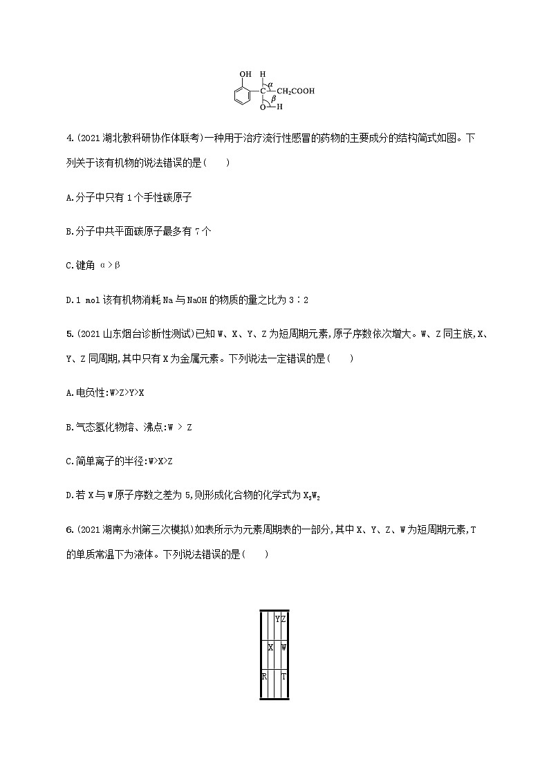 2022年高考化学二轮复习专题突破练七物质结构与性质A含解析第2页