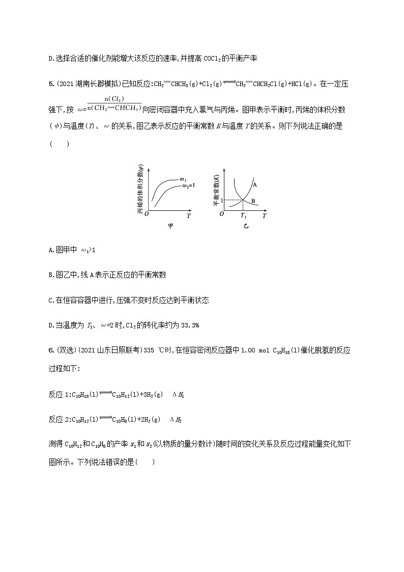 2022年高考化学二轮复习专题突破练九化学反应速率与化学平衡A含解析03