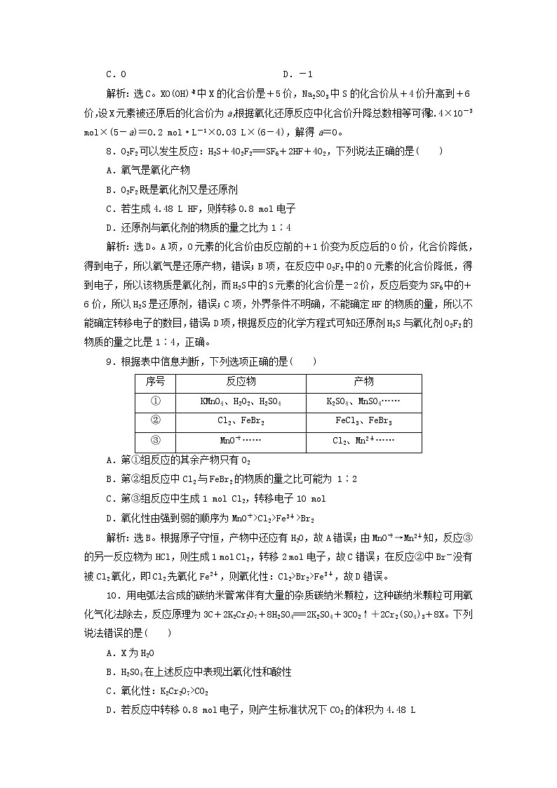 新人教版高考化学一轮复习第2章化学物质及其变化第8讲氧化还原反应训练含解析03