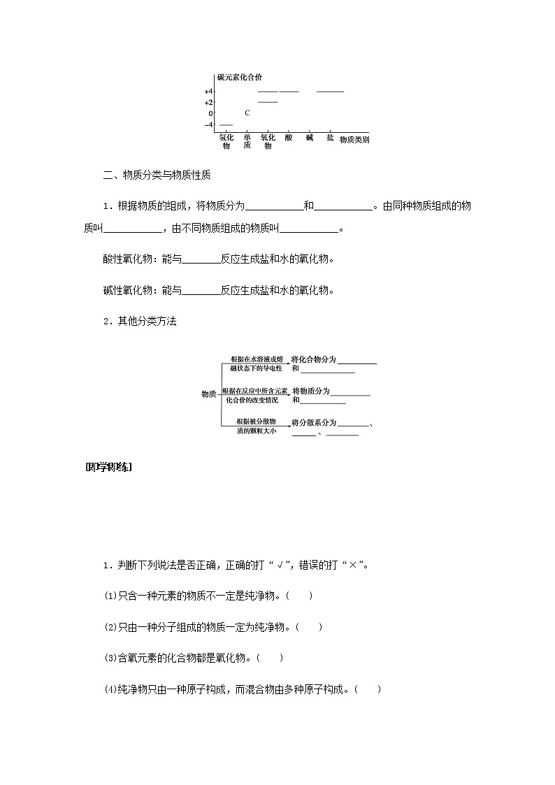 鲁科版高中化学必修第一册第2章元素与物质世界1.1元素与物质的关系物质分类与物质性质学案03